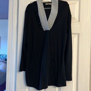 Black and grey hooded tunic